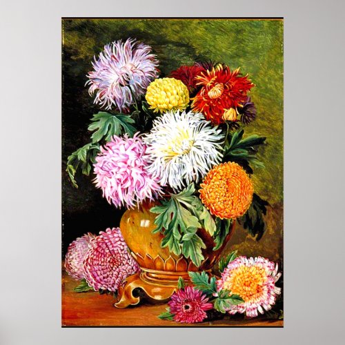 Japanese Chrysanthemums fine art painting Poster