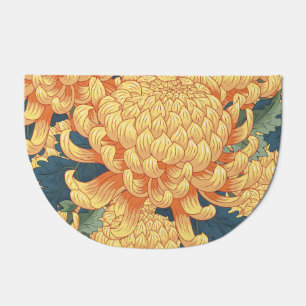 Japanese chrysanthemums: yellow floral pattern. doormat