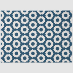 Japanese  circular flower design in blue and white tissue paper