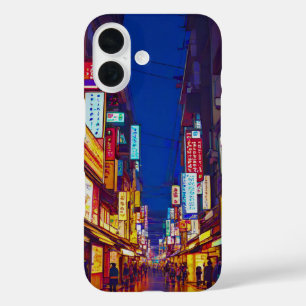 Japanese City Street At Night  iPhone 16 Case
