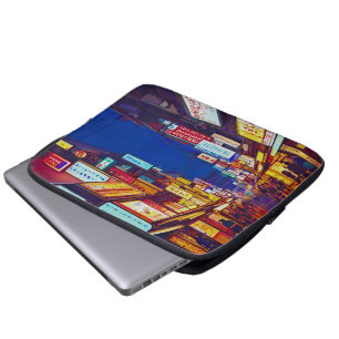Japanese City Street At Night Laptop Sleeve