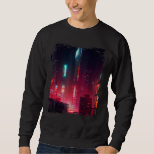 Japanese City Vaporwave Tokyo Night Cityscape Sweatshirt