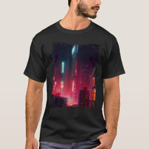 Japanese City Vaporwave Tokyo Night Cityscape T-Shirt