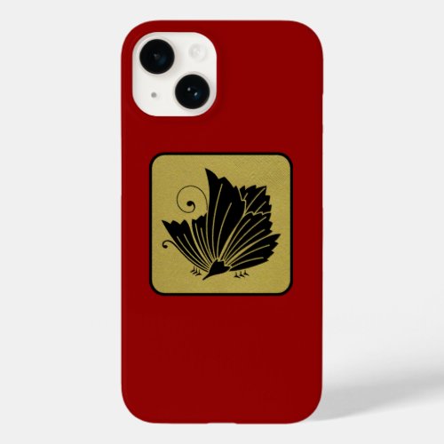 Japanese Clan Kamon Red Laquer and Gold Butterfly Case_Mate iPhone 14 Case