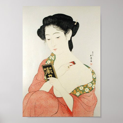 Japanese classic geisha lady art poster