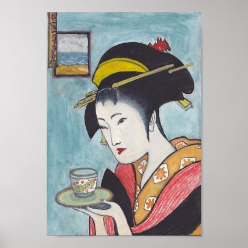 Japanese Classic Geisha Lady Art Poster