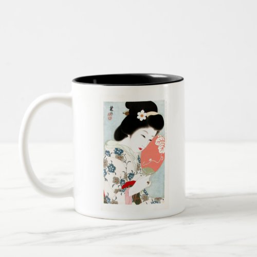 Japanese Classic Geisha Lady Art Two_Tone Coffee Mug