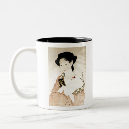 Japanese classic geisha lady art Two_Tone coffee mug