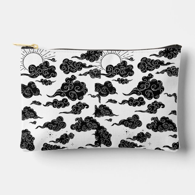 Japanese Cloud Pattern Aesthetic Accessory Pouch (Front)