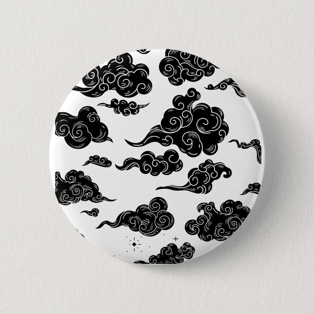 Japanese Cloud Pattern Aesthetic Button (Front)