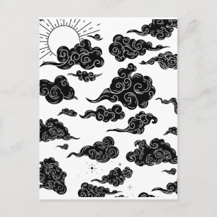 Japanese Cloud Pattern Aesthetic Postcard