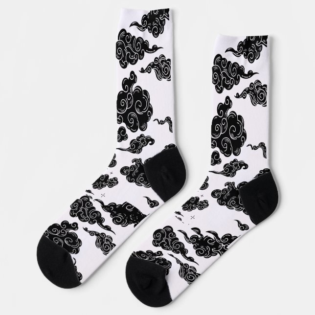 Japanese Cloud Pattern Aesthetic Socks (Left)