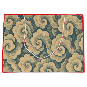JAPANESE CLOUD PATTERN GIFT BAG IN BLUE AND CREAM
