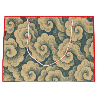 JAPANESE CLOUD PATTERN GIFT BAG IN BLUE AND CREAM