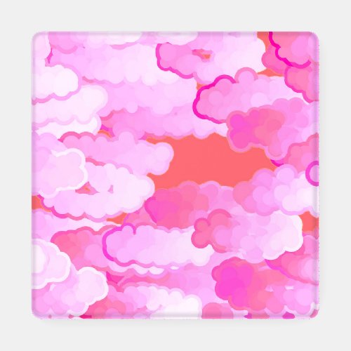 Japanese Clouds Dawn Orchid Pink and Coral   Coaster Set