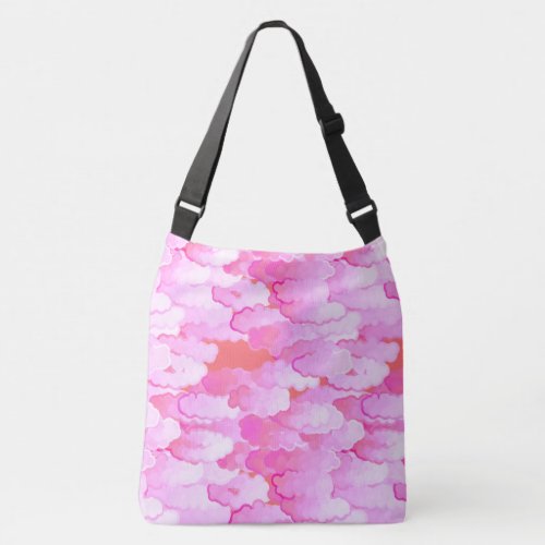 Japanese Clouds Dawn Orchid Pink and Coral Crossbody Bag