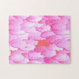 Japanese Clouds, Dawn, Orchid Pink and Coral Jig Jigsaw Puzzle