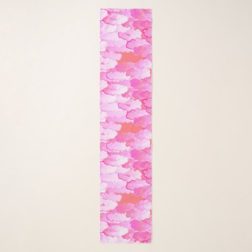 Japanese Clouds Dawn Orchid Pink and Coral Scarf