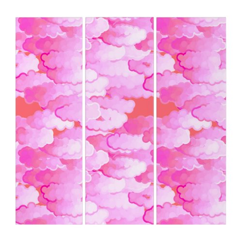 Japanese Clouds Dawn Orchid Pink and Coral Triptych