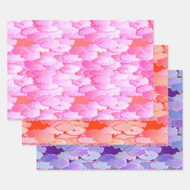 Japanese Clouds, Dawn, Sunset, Twilight     Wrapping Paper Sheets (Set)
