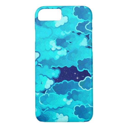 Japanese Clouds Evening Sky Turquoise and Indigo iPhone 87 Case