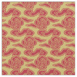 Japanese Clouds Red Gold Fabric