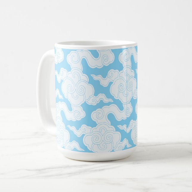 Japanese Clouds Stencil Ise Katagami Pattern Coffee Mug (Front Left)