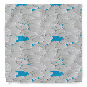Japanese Clouds, Summer Day, White and Sky Blue Bandana