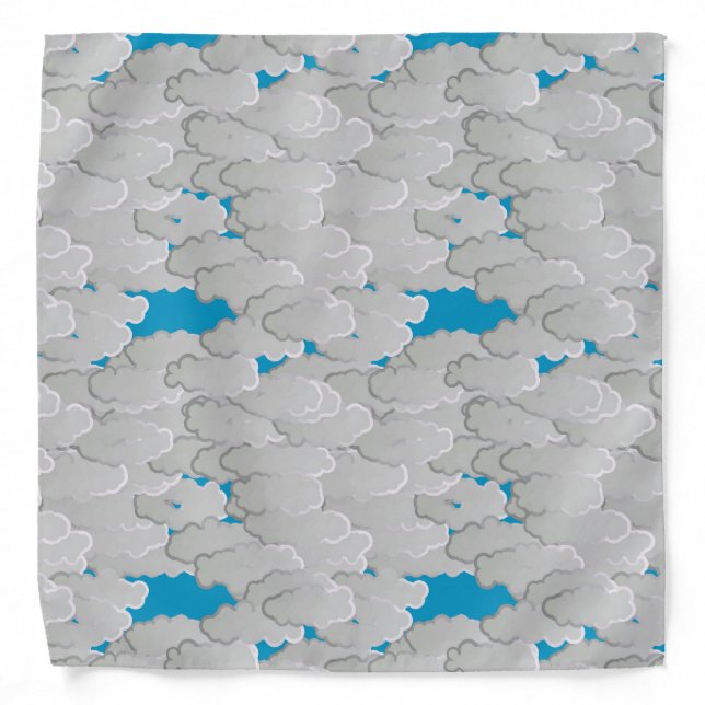 Japanese Clouds, Summer Day, White and Sky Blue Bandana (Front)
