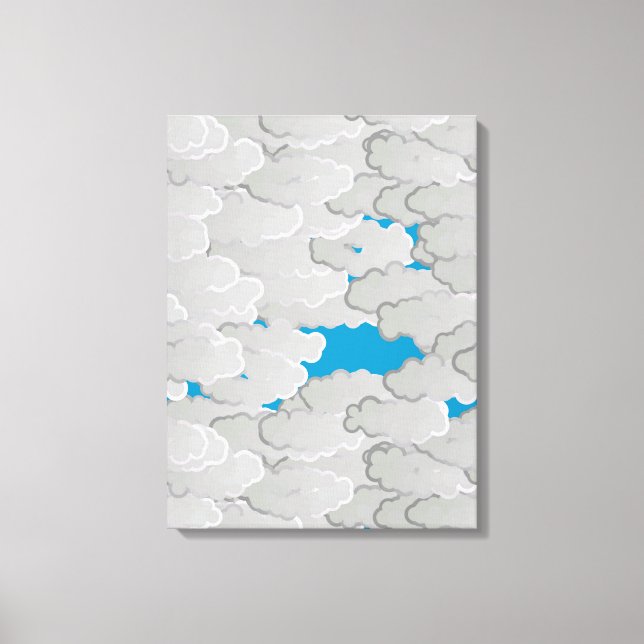 Japanese Clouds, Summer Day, White and Sky Blue Canvas Print (Front)