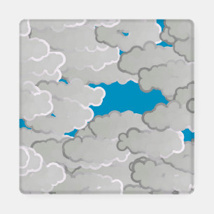 Japanese Clouds, Summer Day, White and Sky Blue Coaster Set