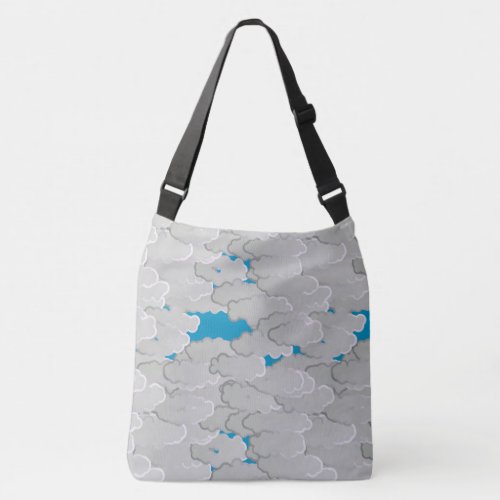 Japanese Clouds Summer Day White and Sky Blue Crossbody Bag
