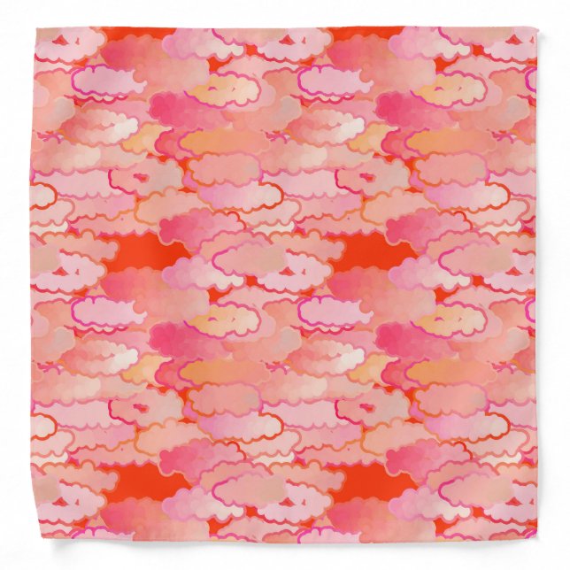 Japanese Clouds, Sunset, Coral, Fuchsia, Pink Bandana (Front)