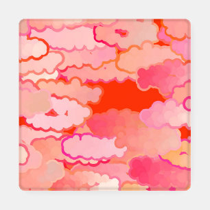 Japanese Clouds, Sunset, Coral, Fuchsia, Pink  Coaster Set
