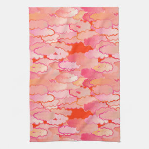 Japanese Clouds, Sunset, Coral, Fuchsia, Pink Towel