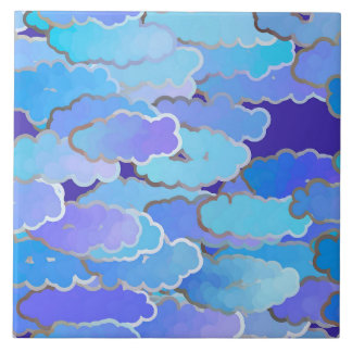 Japanese Clouds, Twilight, Violet and Cobalt Blue Tile