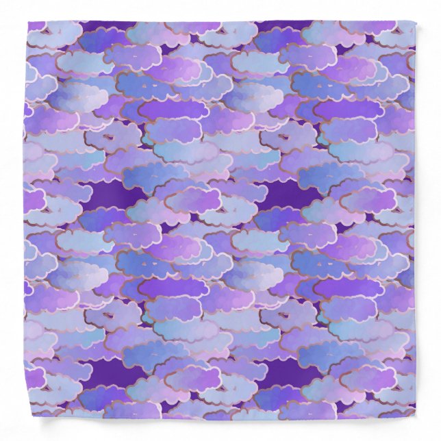 Japanese Clouds, Twilight, Violet and Deep Purple Bandana (Front)