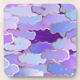 Japanese Clouds, Twilight, Violet and Deep Purple Beverage Coaster
