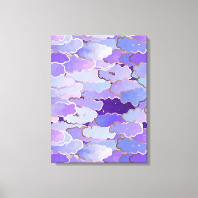 Japanese Clouds, Twilight, Violet and Deep Purple Canvas Print (Front)