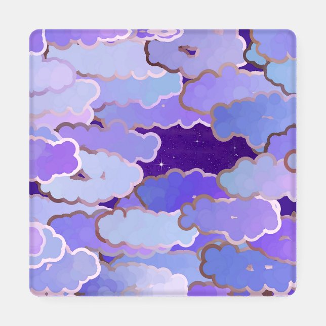 Japanese Clouds, Twilight, Violet and Deep Purple Coaster Set (Single)