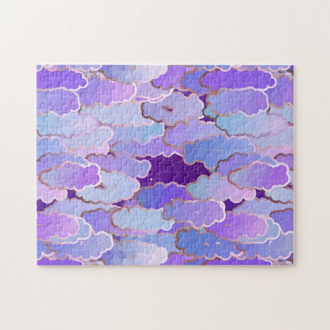 Japanese Clouds, Twilight, Violet and Deep Purple  Jigsaw Puzzle (Horizontal)