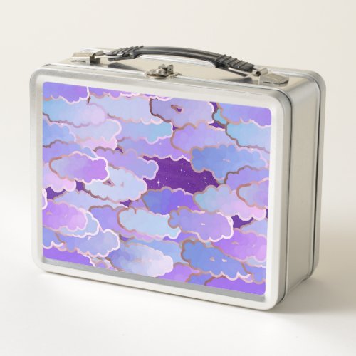 Japanese Clouds Twilight Violet and Deep Purple Metal Lunch Box