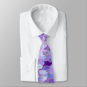Japanese Clouds, Twilight, Violet and Deep Purple Neck Tie