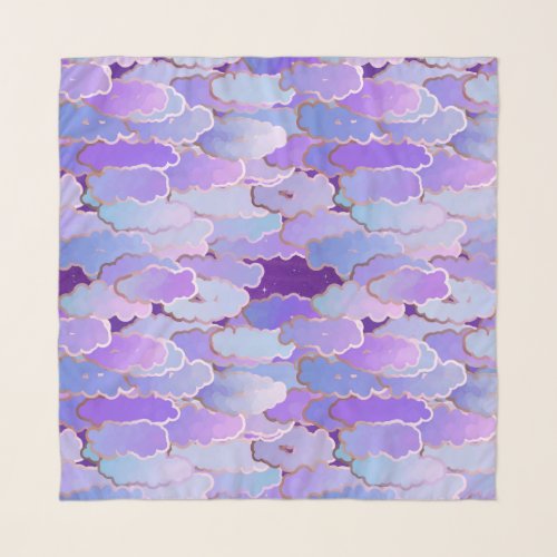 Japanese Clouds Twilight Violet and Deep Purple Scarf