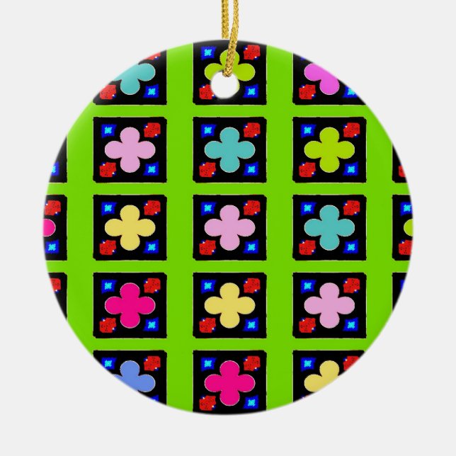 Japanese Clover Tiles Ceramic Ornament (Front)