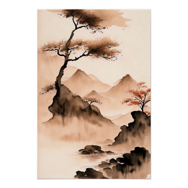 Japanese Coastal Minimalist Landscape Poster (Front)