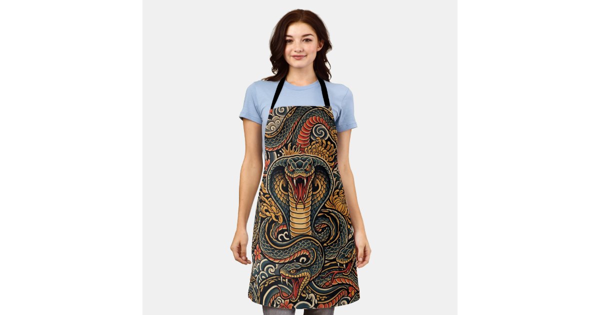 Apron Patern Japanese Cobra Irezumi Tattoo Pattern Apron | Zazzle
