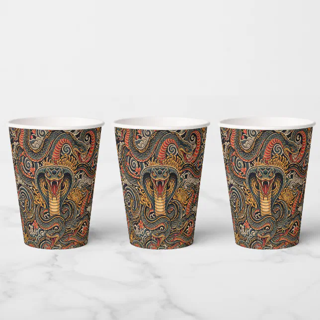 Japanese Cobra Irezumi Tattoo Pattern Paper Cups | Zazzle