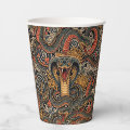 Cardboard Clock Patterns Japanese Cobra Irezumi Tattoo Pattern Paper Cups | Zazzle