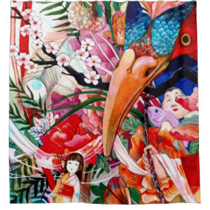 Japanese Color Collage Shower Curtain